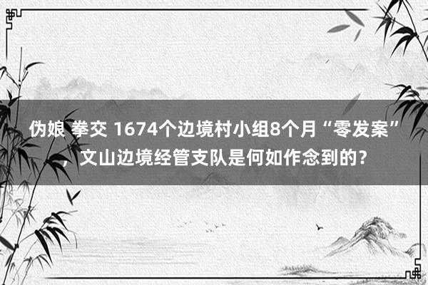 伪娘 拳交 1674个边境村小组8个月“零发案”，文山边境经管支队是何如作念到的？