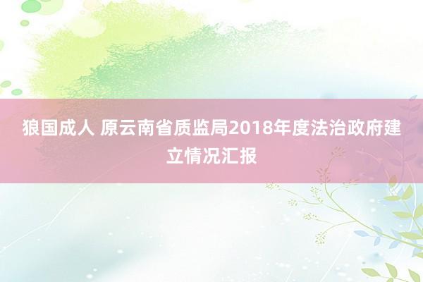 狼国成人 原云南省质监局2018年度法治政府建立情况汇报